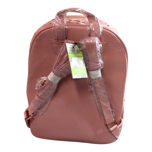 New Badgley Mischka Backpack Pink Gold Studded Quilted Vegan Leather Purse Bag - Picture 10 of 10